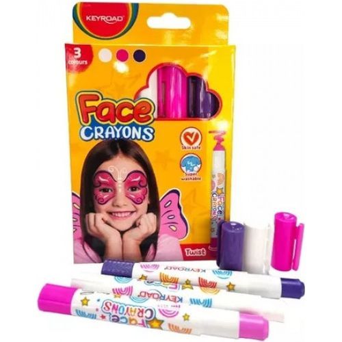 Keyroad 3 Face Crayons (Blanc, Rose, violet) - 2