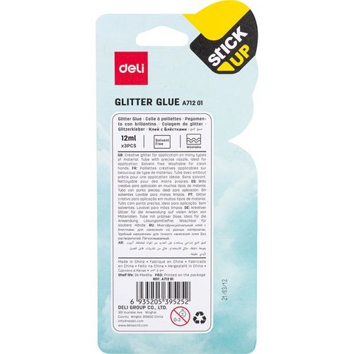 Glitter Glue Deli stick up 3 couleurs x12ml A712 01 - 3