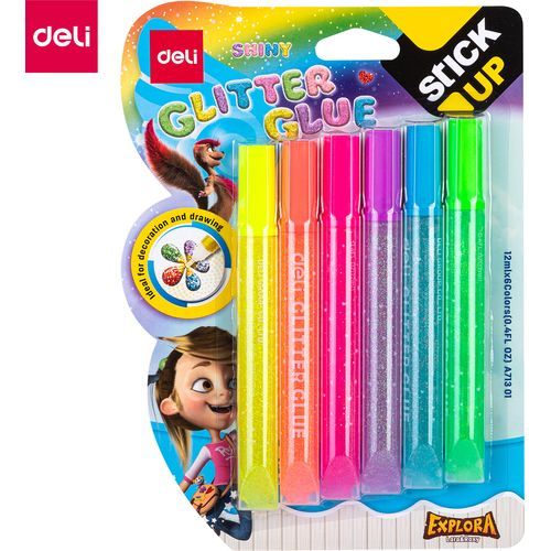 Glitter Glue Deli stick up 6 couleurs x12ml A713 01