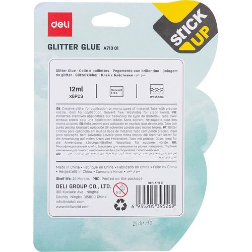 Glitter Glue Deli stick up 6 couleurs x12ml A713 01 - 3