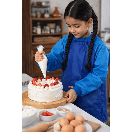 Tablier enfant Brunnen Bleu avec manches longues – Protection peinture et cuisine – 6-8 ans - 2