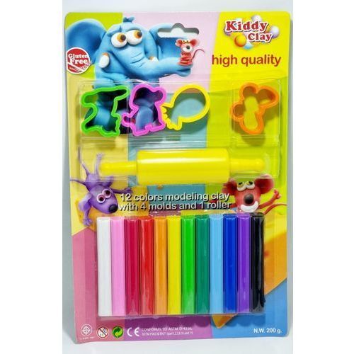 Pâte à modeler Kiddy Clay 12 couleurs avec 4 moule et 1 roller
