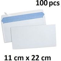 Lot de 100 Enveloppes américaines 110 x 220 blanches autocollantes 100g