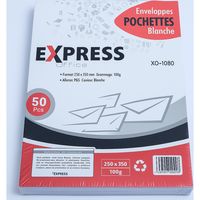 Enveloppes Pochettes Blanche EXPRESS Office Format 250 x 350mm 100g  XO-1080 Lot 50 pcs
