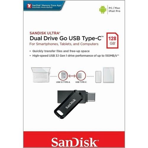 Sandisk Ultra Clé USB Dual Drive Go Type C 128 Go - Transfert Rapide Fiable Phone PC Mac