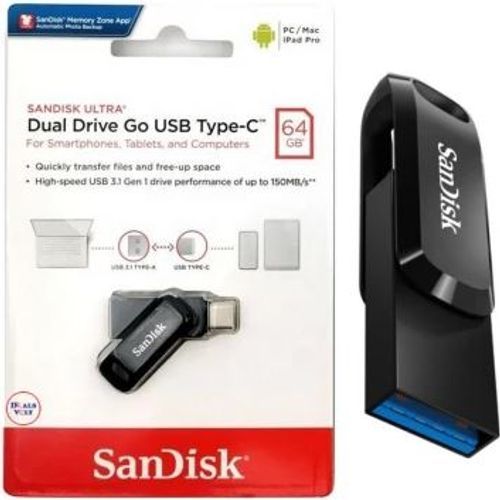 Sandisk Ultra Clé USB Dual Drive Go Type C 64 Go - Transfert Rapide Fiable Phone PC Mac