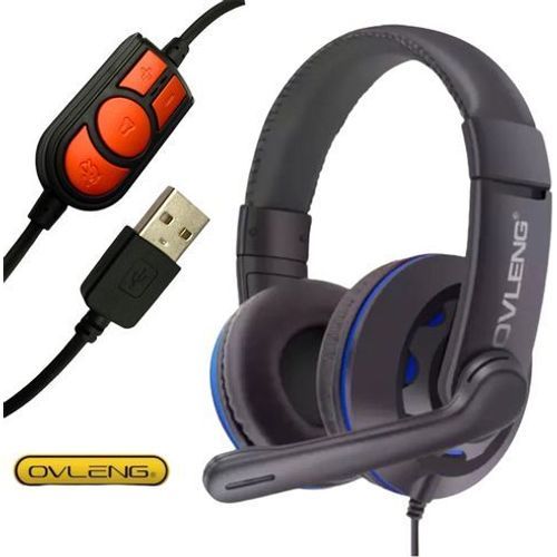 Ovleng Casque Stéréo USB - écouteur avec micro pour Console de jeu, Casque Hifi pour ordinateur