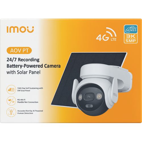 imou AOV PT Caméra 4G LTE + Wifi Extérieure avec Kit  Solaire 3K 5MP et détection AI