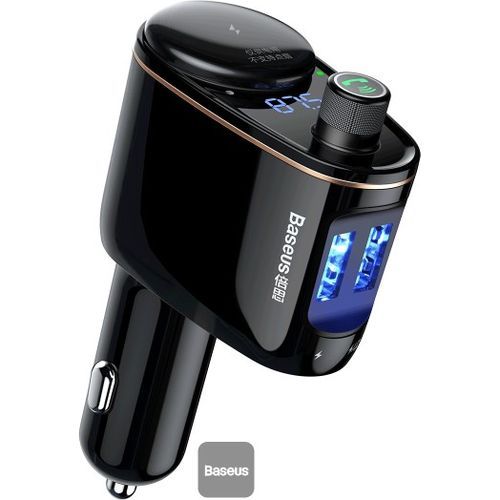 Baseus Chargeur de voiture + émetteur FM Bluetooth MP3 Noir
