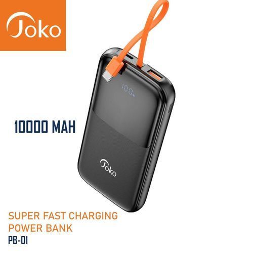 Power bank Joko 10000mAh 22.5watt avec cable attaché type-c et afficheur digital