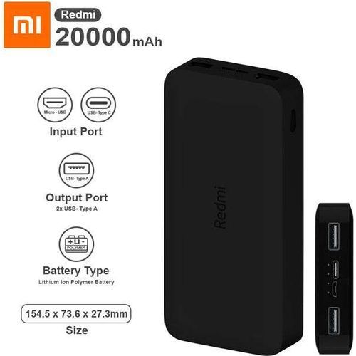 Power bank XIAOMI 20000mAh 18watt avec câble Micro-USB  - 2