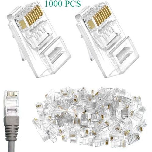 Boite de 1000 connecteurs pour câble réseau Ethernet RJ45 8 fils Cat 6 UTP Transparent standard - 2