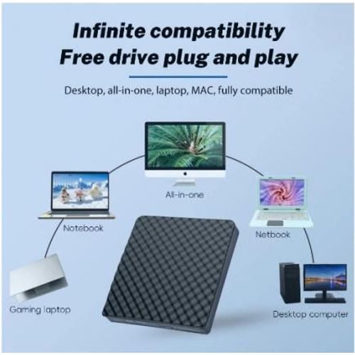 Lecteur et Graveur DVD - CD externe Dvd CD Usb 3.0 Ultra Slim Portable *8 -Noir - 3