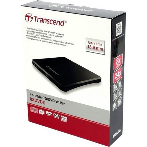 Graveur de DVD portable extra mince 8X lecture et écriture Transcend 8XDVDS-K